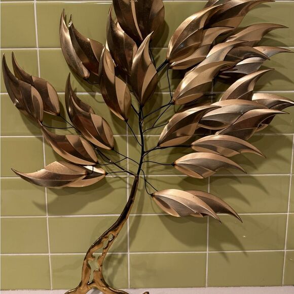 Vintage Brass Metal Tree Wall Art - Picture 1 of 4